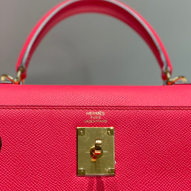 KELLY 28CM IN ROSE TYRIEN SWIFT CALFSKIN GOLD HARDWARE
