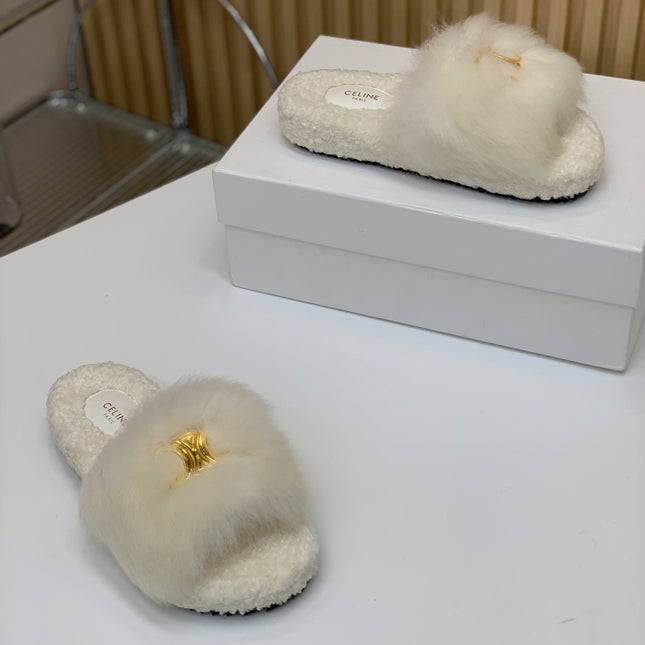 CELINE 26S SANDALS IN WHITE WOOL
