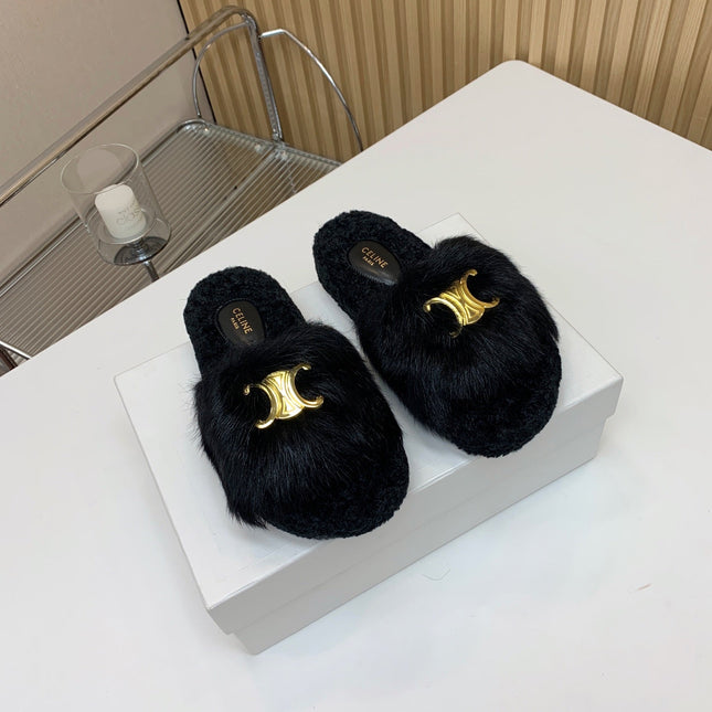 CELINE 26S SANDALS IN BLACK WOOL