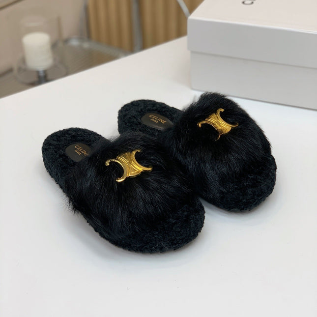CELINE 26S SANDALS IN BLACK WOOL
