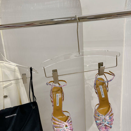 AQUAZZURA 26S HEELED SANDALS 130 MM IN MULTICOLOR SNAKE-EMBOSSED LEATHER