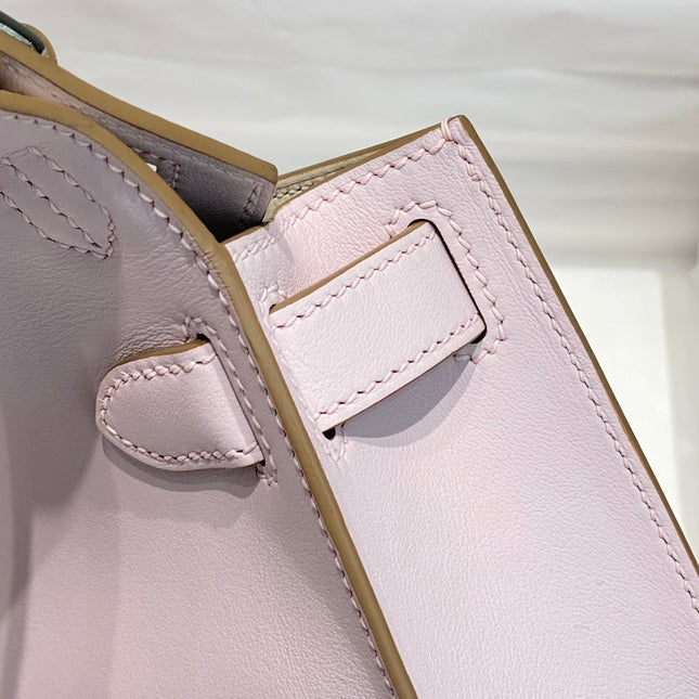 HM JYPSIERE SHOULDER BAG 23 IN BABY PINK CALFSKIN