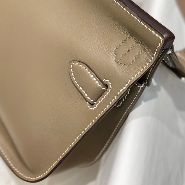 HM JYPSIERE SHOULDER BAG 23 IN WOOD BROWN CALFSKIN SILVER HARDWARE