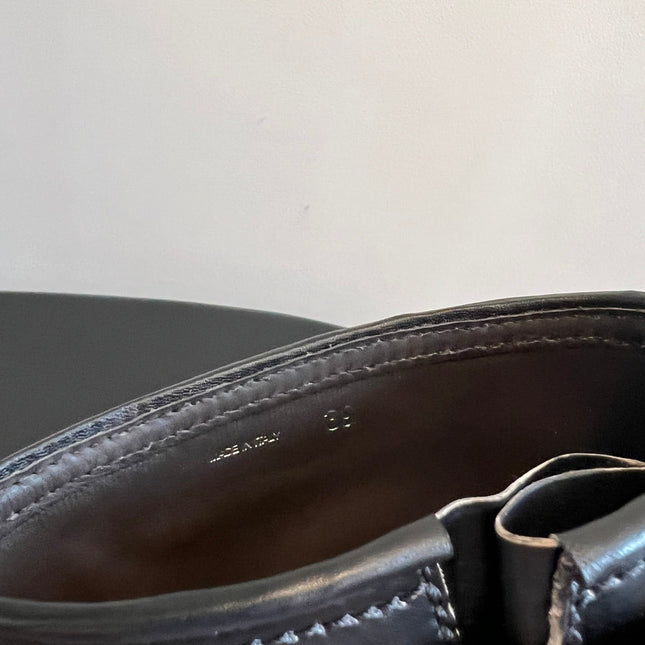 MIUMIU 26S ANKLE BOOTS IN BLACK CALFSKIN SILVER HARDWARE