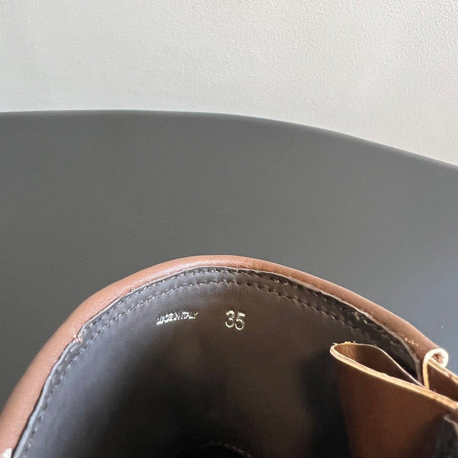 MIUMIU 26S ANKLE BOOTS IN BROWN CALFSKIN SILVER HARDWARE