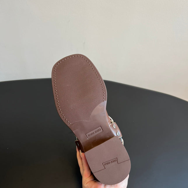 MIUMIU 26S ANKLE BOOTS IN BROWN CALFSKIN SILVER HARDWARE