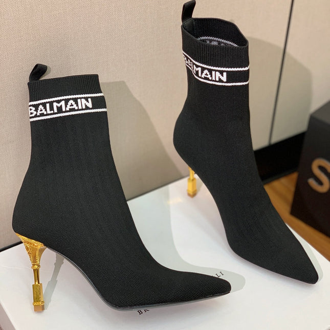 BALMAIN 26S BOOTS 95 MM IN BLACK FLYKNIT STYLE 5