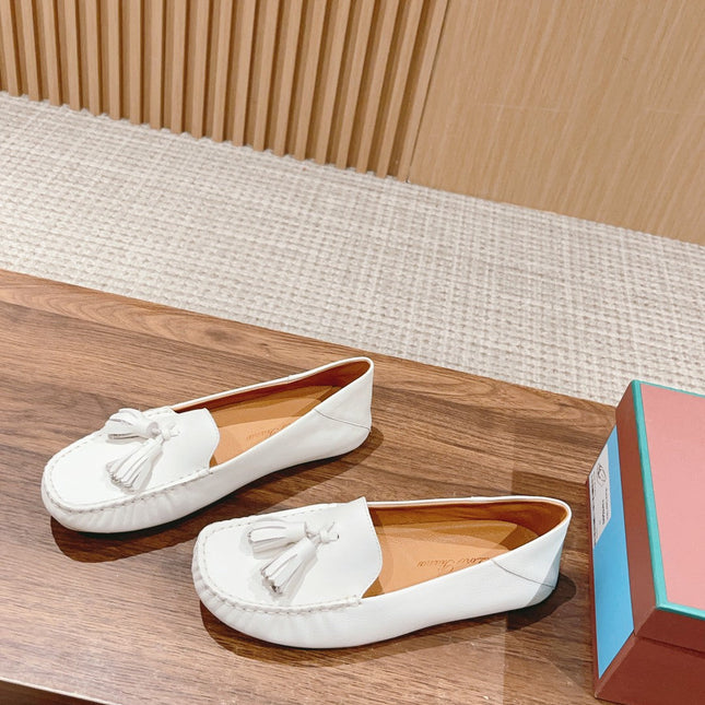 LP DOT SOLE WALK LOAFERS WHITE DEERSKIN