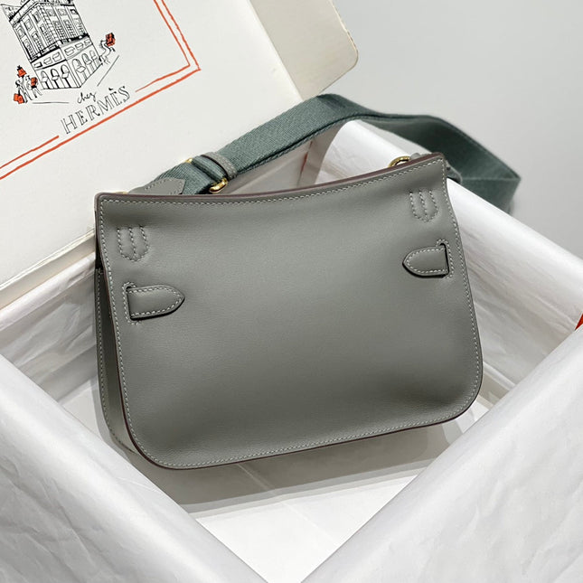 HM JYPSIERE SHOULDER BAG 23 IN GREY CALFSKIN GOLD HARDWARE