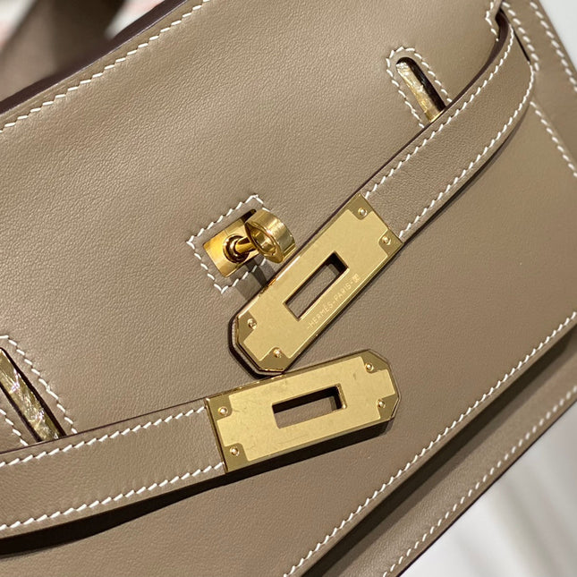 HM JYPSIERE SHOULDER BAG 23 IN WOOD BROWN CALFSKIN GOLD HARDWARE