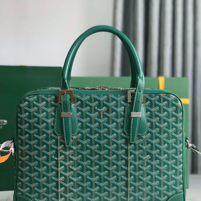 AMBASSADE DOCUMENT CASE 35 IN GREEN GOYARDINE CANVAS