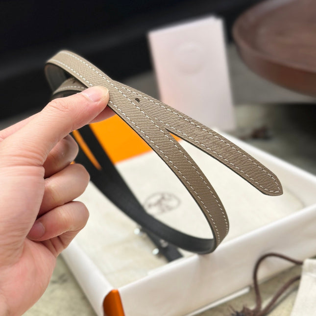 HM FOCUS BUCKLE & REVERSIBLE BLACK AND CAMEL BROWN LEATHER STRAP 13MM COPPER HARDWARE