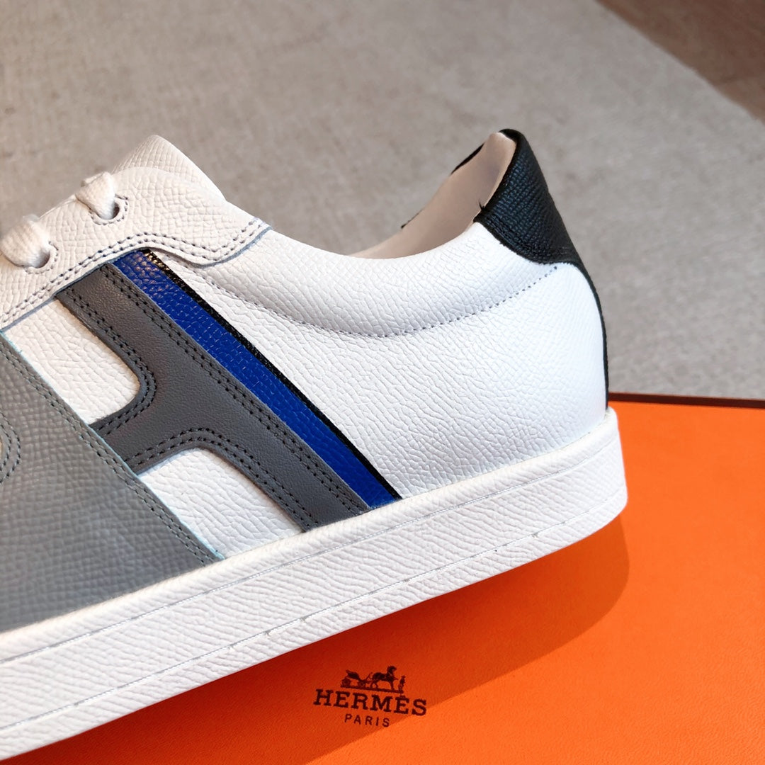 HM BOOMERANG SNEAKER WHITE MIX GRAY MIX BLACK CALFSKIN