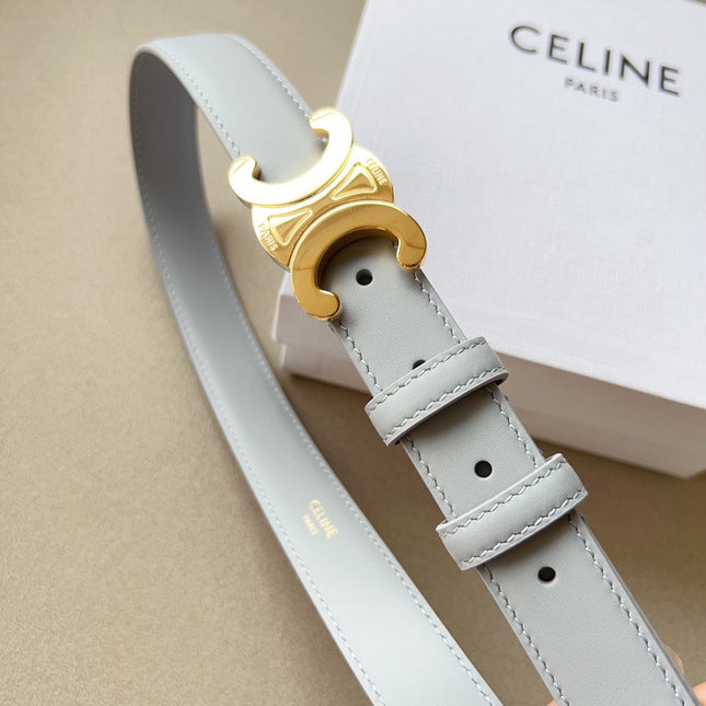Medium Triomphe Belt 25mm Baby Blue Calfskin Ghw
