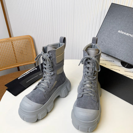 STORM COMBAT BOOTS 80MM IN GREY SUEDE AND RUBBER