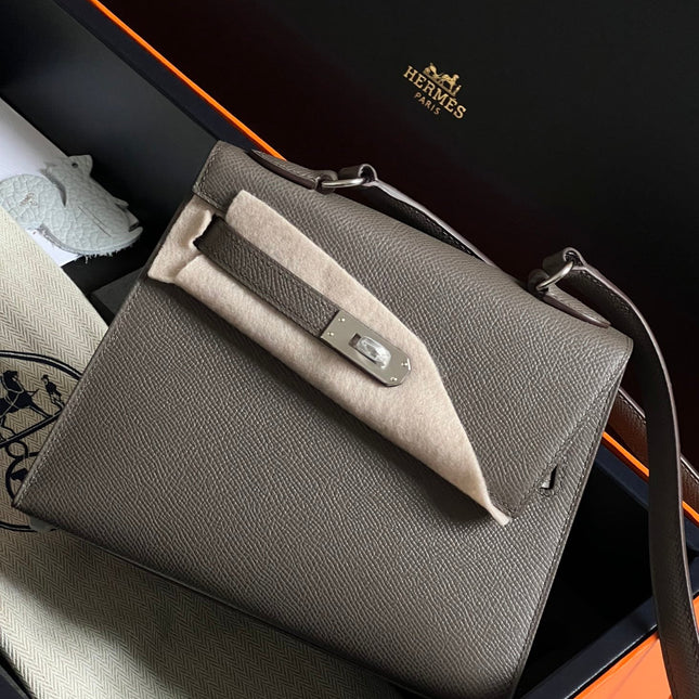 KELLY DESORDRE 20 IN WENGE BROWN EPSOM LEATHER WITH SILVER HARDWARE