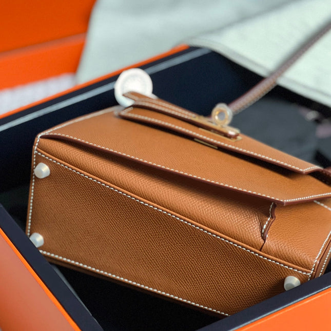 KELLY DESORDRE 20 IN BRONZE BROWN EPSOM LEATHER WITH GOLD HARDWARE