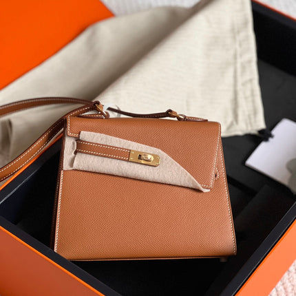 KELLY DESORDRE 20 IN BRONZE BROWN EPSOM LEATHER WITH GOLD HARDWARE
