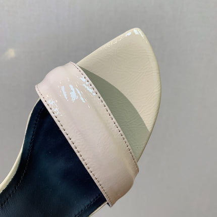 BALMAIN 26S METAL-HEEL SANDALS 105 MM IN BEIGE CALFSKIN