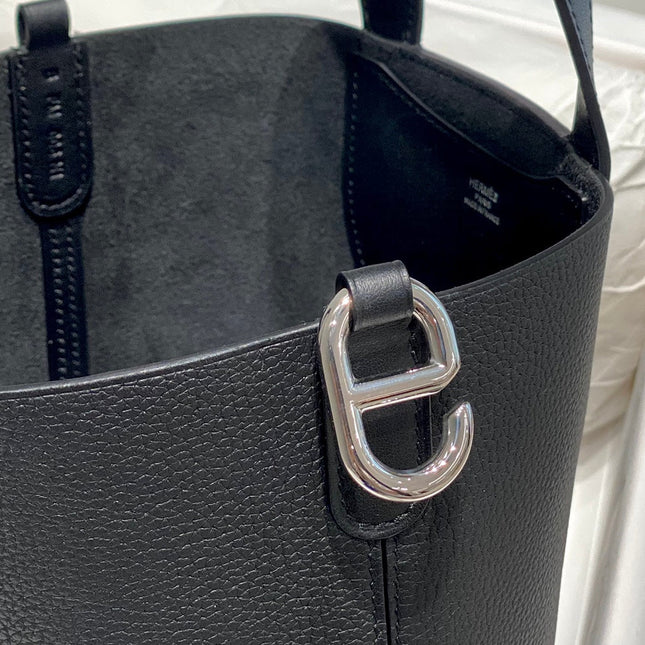 HERMES 25S IN THE LOOP 18 IN BLACK CALFSKIN SILVER HARDWARE