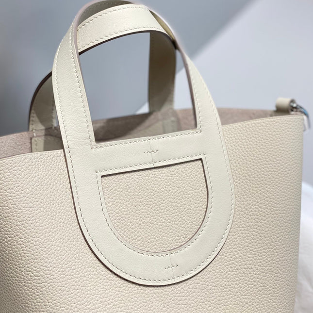 HERMES 25S IN THE LOOP 18 IN IVORY CALFSKIN SILVER HARDWARE