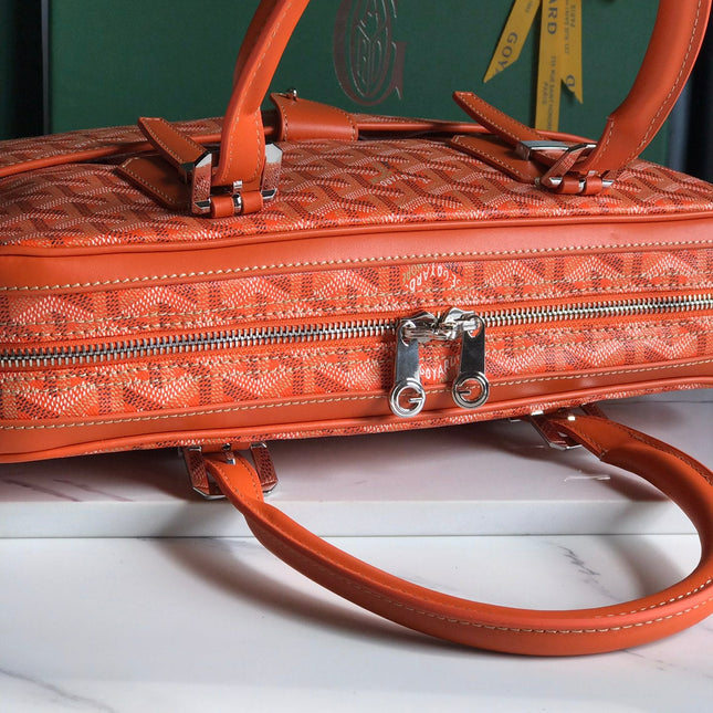 AMBASSADE DOCUMENT CASE 35 IN ORANGE GOYARDINE CANVAS