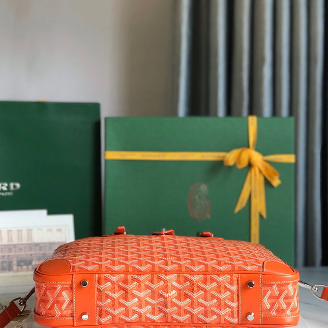 AMBASSADE DOCUMENT CASE 35 IN ORANGE GOYARDINE CANVAS
