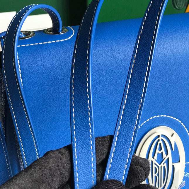 233 BAG 25 IN SAPPHIRE BLUE CALFKIN AND GOYARDINE CANVAS