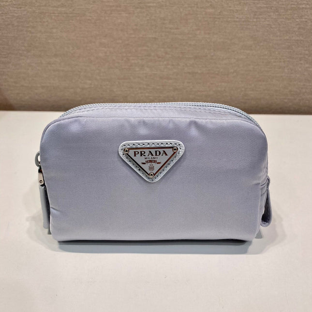 PRADA 26S HANDBAG 12 IN LIGHT GRAY NYLON