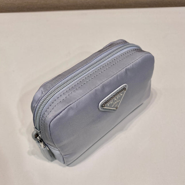 PRADA 26S HANDBAG 12 IN LIGHT GRAY NYLON