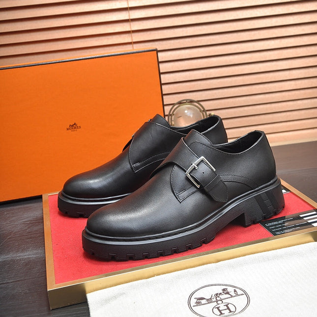 HM MONK STRAP BLACK CALFSKIN