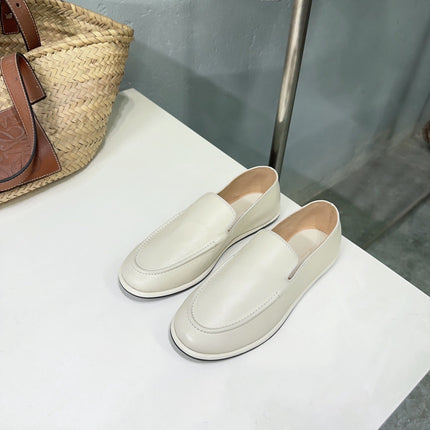 THE ROW 26S CLASSIC LOAFERS IN IVORY WHITE CALFSKIN