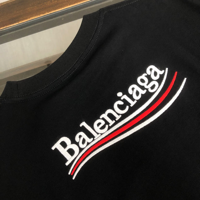 BALENCIAGA POLITICAL CAMPAIGN LOGO T-SHIRT IN BLACK