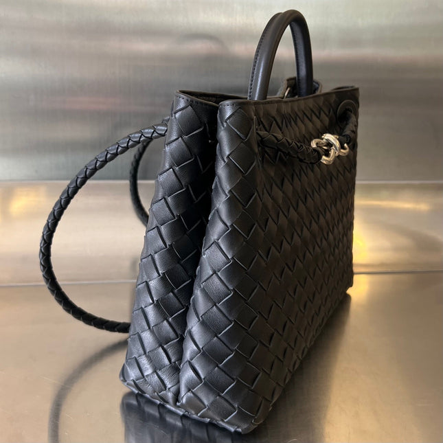 BV MEDIUM ANDIAMO 32CM BLACK LAMBSKIN