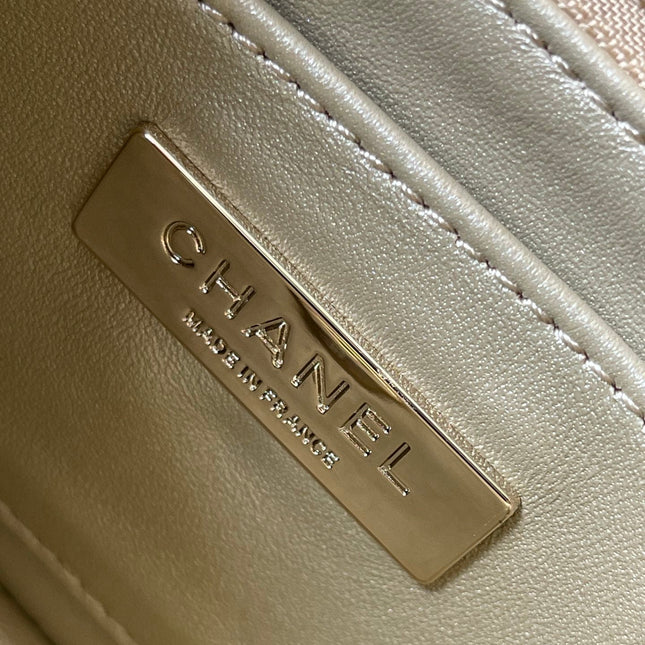CC MINI 19 FLAP BAG IN GOLDEN METALLIC CALFSKIN