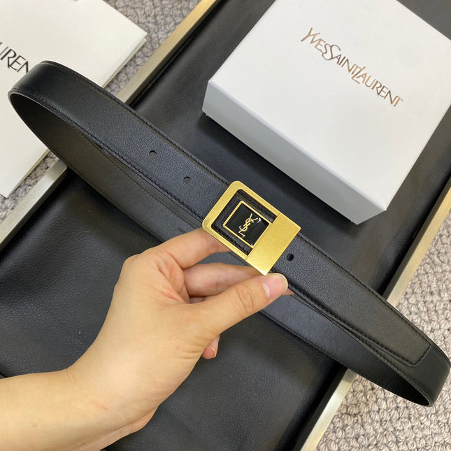 YSL 25S BELT 30 MM IN BLACK CALFSKIN 548093