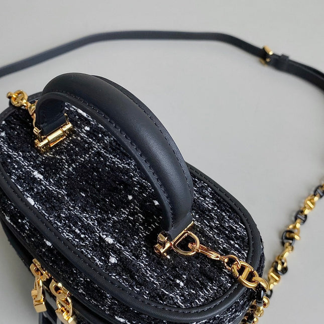 MINI CARO VANITY 16 BLACK TWEED AND LAMBSKIN