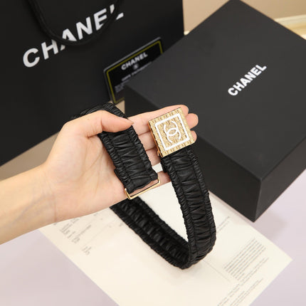 CHANEL 26S BELT 30 MM IN BLACK CALFSKIN 658422