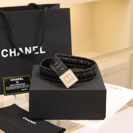CHANEL 26S BELT 30 MM IN BLACK CALFSKIN 658422