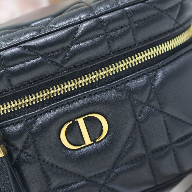 CARO 16 MINI VANITY CASE IN BLACK MACROCANNAGE LAMBSKIN