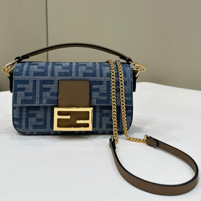 BAGUETTE MINI 19 BAG IN CERULEAN BLUE MONOGRAM DENIM WITH GOLD HARDWARE