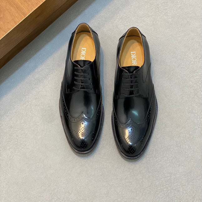 CD POINED TOE LONDON OXFORD BLACK POLISHED CALFSKIN