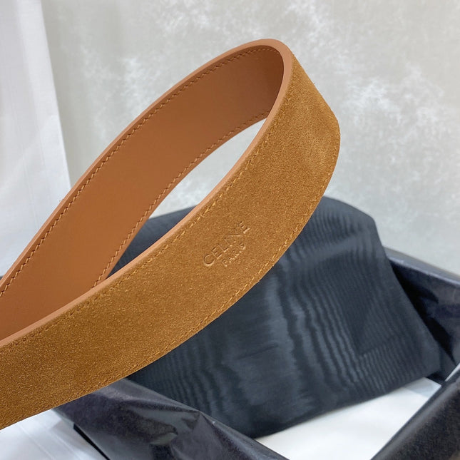 CL LARGE 30 MM TRIOMPHE BELT IN BRONZE BROWN SILVER HARDWARE