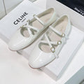 FLAT MARY JANE IN WHITE CALFSKIN