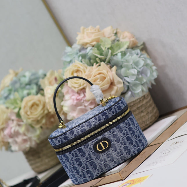 CARO SMALL 20 VANITY CASE IN CERULEAN BLUE MONOGRAM DENIM
