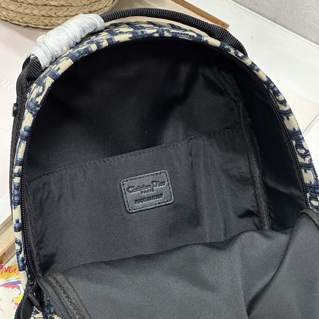 DIOR 26S TRAVEK BACKPACK 23 IN BLUE OBLIQUE JACQUARD