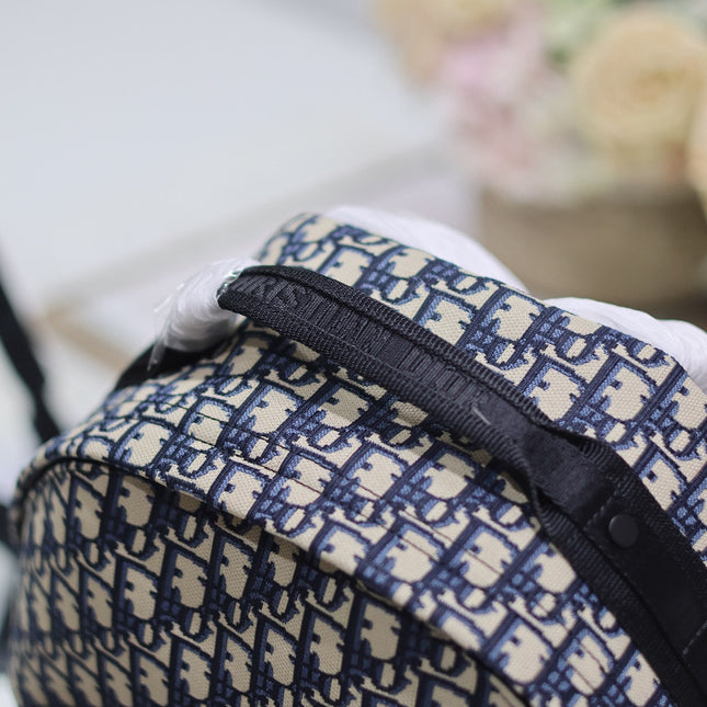 DIOR 26S TRAVEK BACKPACK 35 IN BLUE OBLIQUE JACQUARD