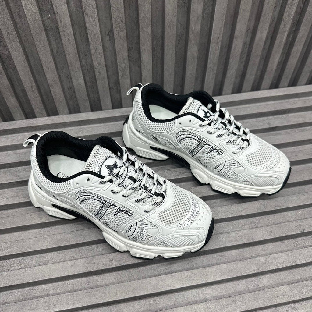 CD CHRONO SNEAKER WHITE AND BLACK CALFSKIN