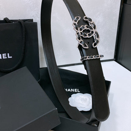 CHANEL 26S BELT 30 MM IN BLACK CALFSKIN 670908