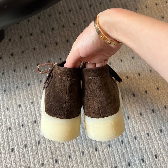 MIUMIU 26S CHUKKA BOOTS IN DARK BROWN SUEDE